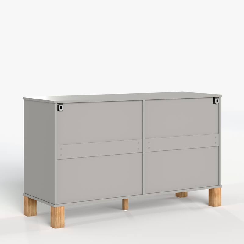 Roomfitters 6-Drawer Double Dresser, Modern Bedroom Storage Cabinet with Solid Wood Legs & Metal Handles