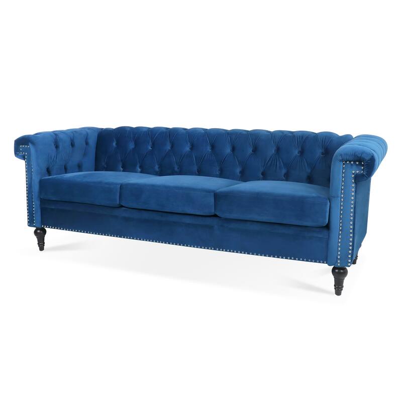 Traditional 3-Seat Sofa with Square Arms and Removable Cushion