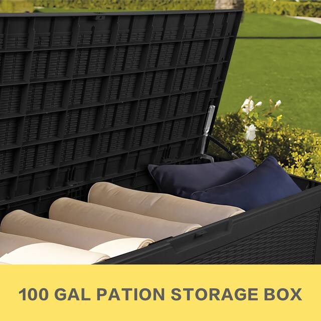 Lacoo 100-120 Gallon Patio Storage Box All Weather Plastic Deck Box