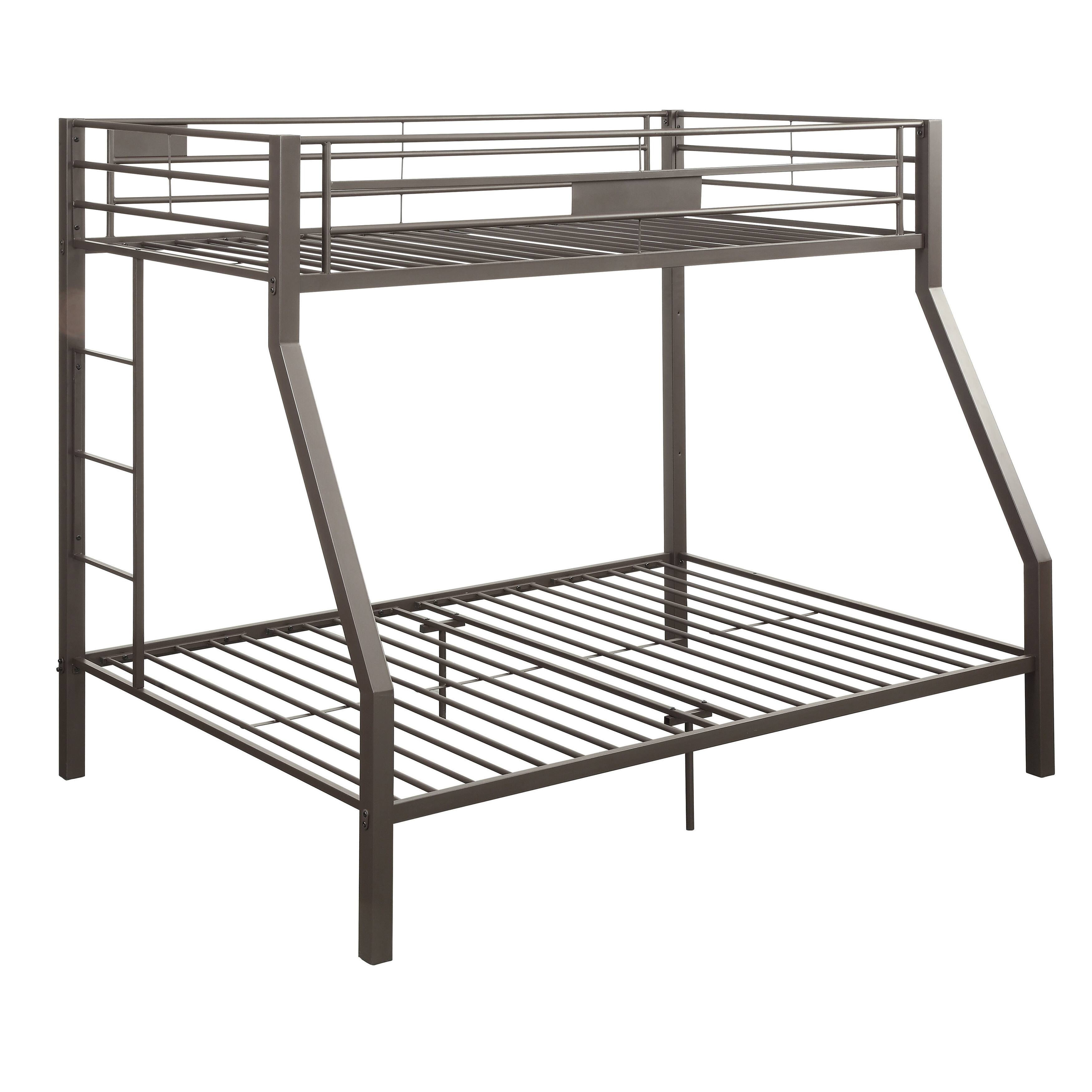 Brown Contemporary Metal Tube Twin over Full Bunk Bed with Side Double