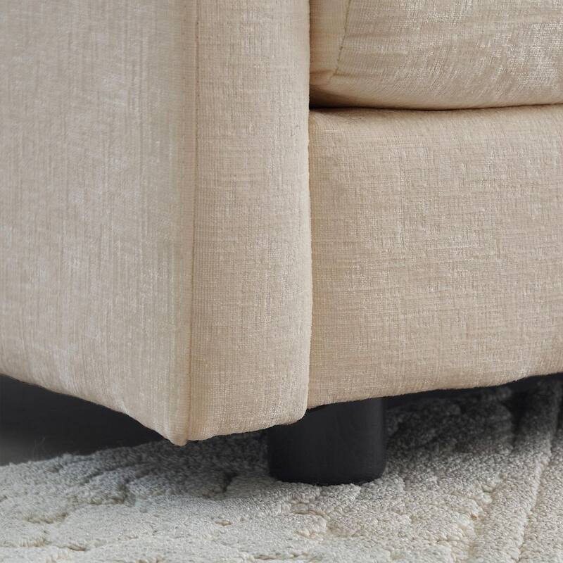 Beige Chenille 3 Seat Sofa with Modular Design and Comfort - 111"l