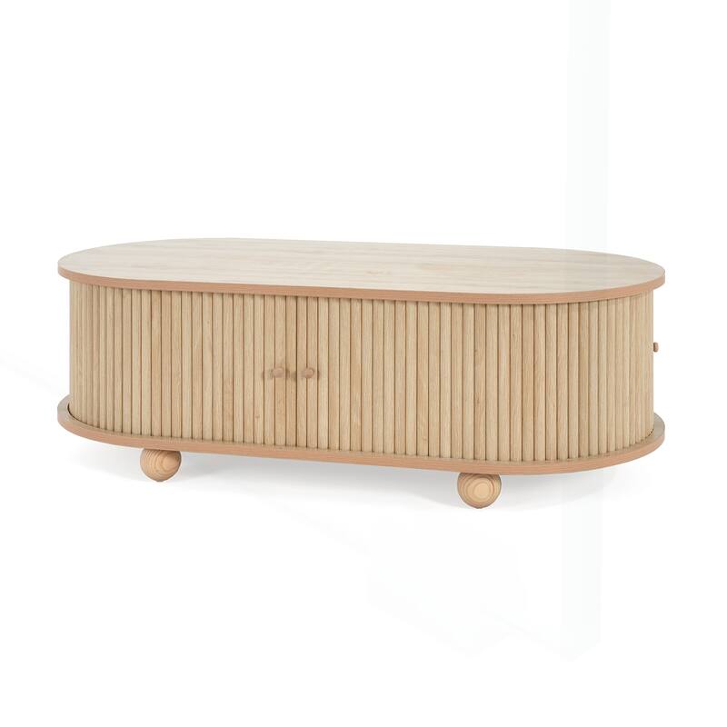 Exquisite Oval Storage Side Table with Retro Appeal