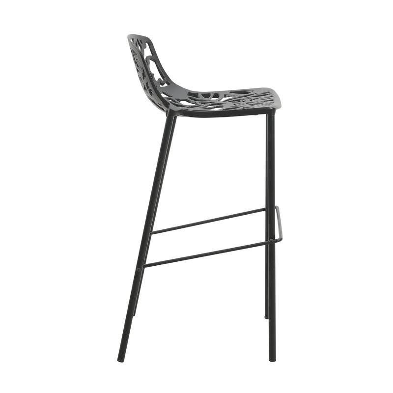 Devon Modern Aluminum Bar Stool - Mid-Century Counter Stool with Backrest and Powder-Coated Legs for Kitchen or Dining Set of 2