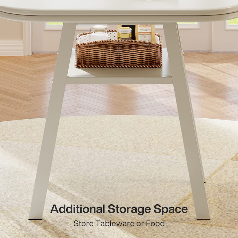 Modern Dining Table, Kitchen Table with Storage Shelf for Dining/Living Room, Home, Apartment