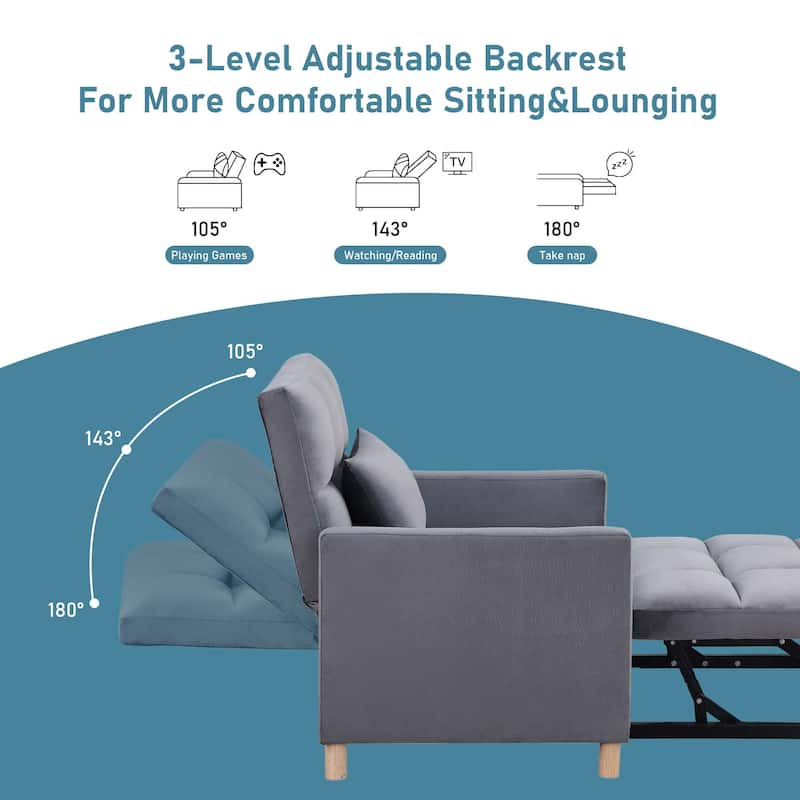 Aukfa Sleeper Chair Bed Convertible Single Sofa Chair with Pillow