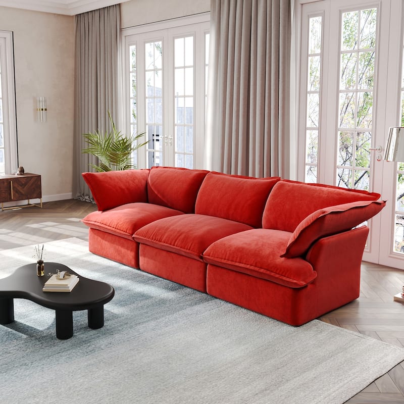 Modular Sectional Sofa Couch, 122.82" Velvet 3 Seater Sofa