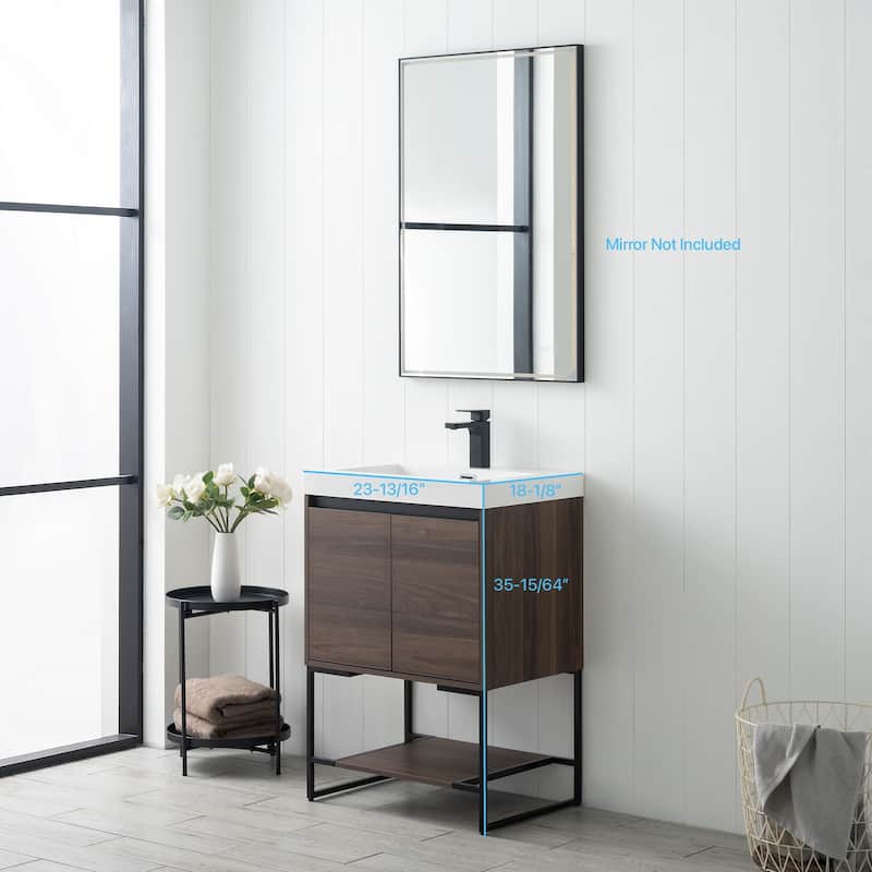Freestanding Bathroom Vanity Set with Open Shelf & Acrylic Sink