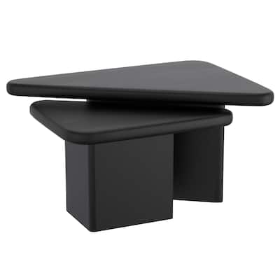 Mid-Century Modern Solid Wood 2pc Coffee Table Set