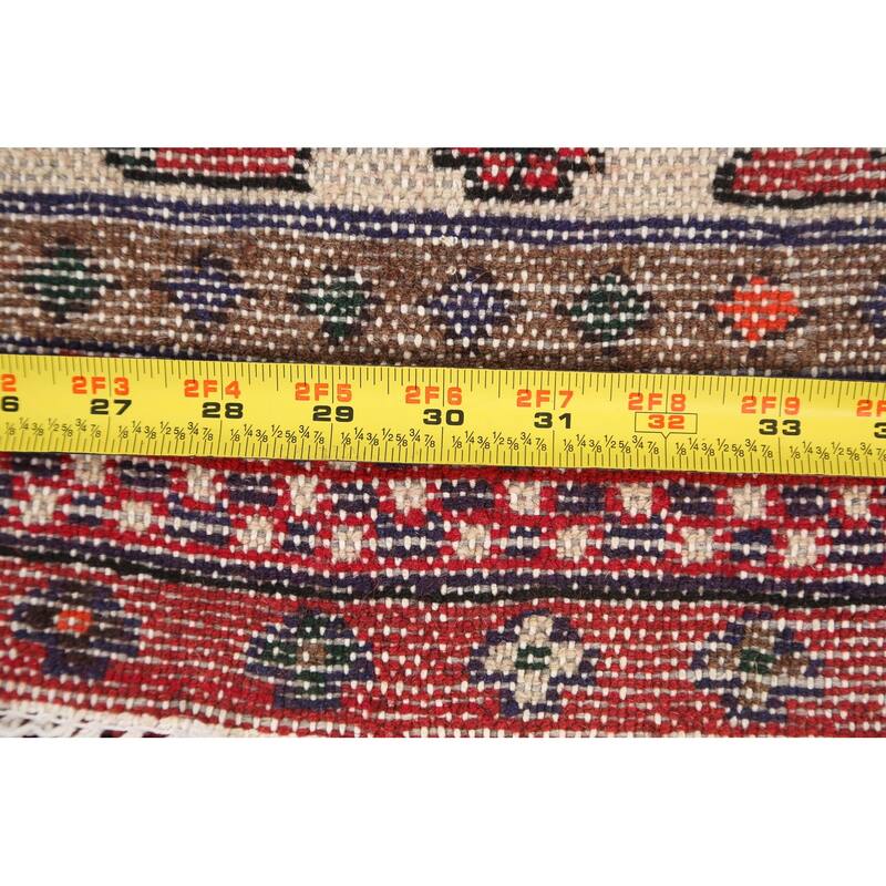 Geometric Tribal Hamedan Persian Area Rug Wool Hand-knotted Carpet - 3'5" x 4'7"