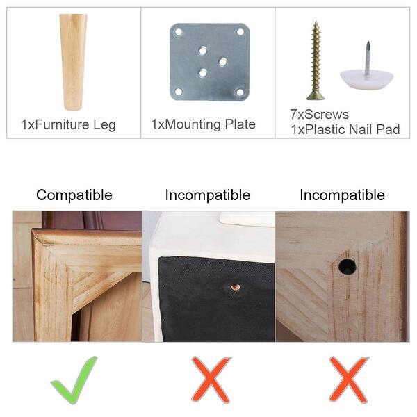 Shop 8 Inch Solid Wood Furniture Legs Round Tapered Sofa Bench Table Closet Feet Replacement Height Adjuster Wood Color 1pcs On Sale Overstock 28767341