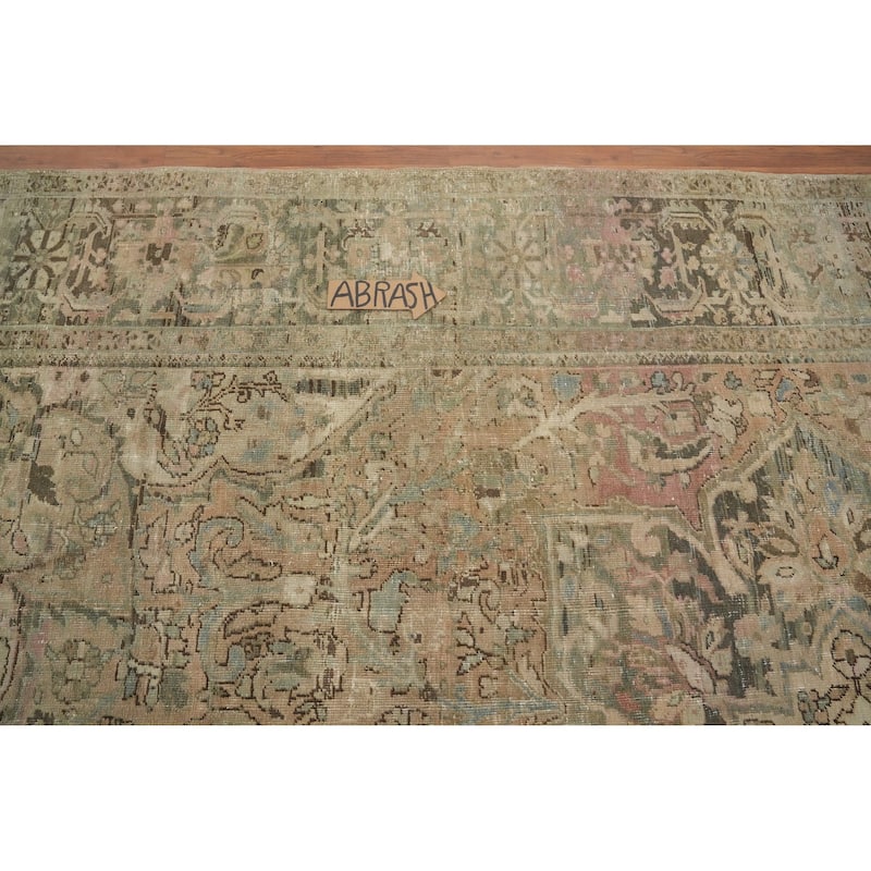 Hand Knotted Oriental 100% Wool Carpet Traditional Floral Multi-Colored Heriz Area Rug - 11' 9'' X 8' 5''
