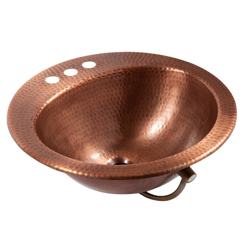 Bell Copper 19" Oval Drop-In Bath Sink with Ashfield Faucet Kit