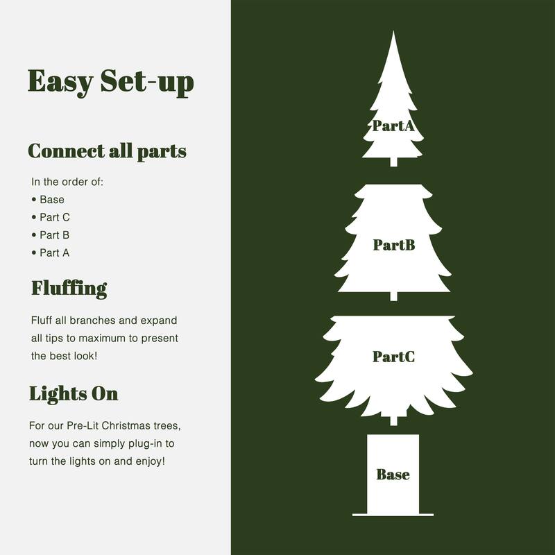 5.5Ft Pre-Lit Green Artificial PE Tree 10 Lighting Modes Christmas Tree with Tophat Pot - 66" H x 19.7" Diameter