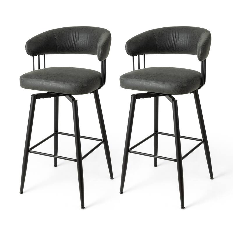 Glitzhome Set of 4 PU Leather Upholstered Swivel Counter or Bar Stools Pub/ Bar Chairs