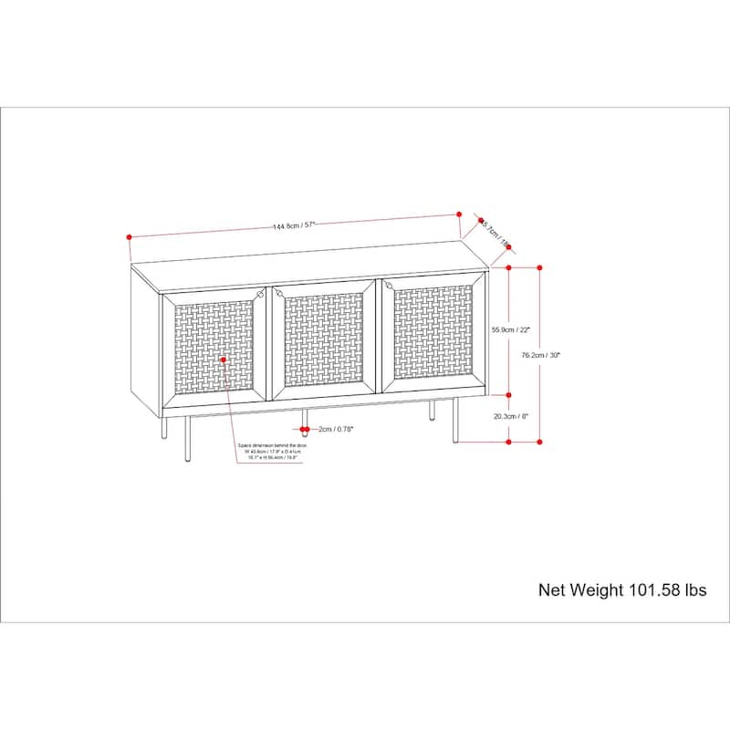 WYNDENHALL Wellspring MANGO WOOD 57 inch Wide Rectangle Modern Sideboard Buffet in Natural - 57 inch Wide