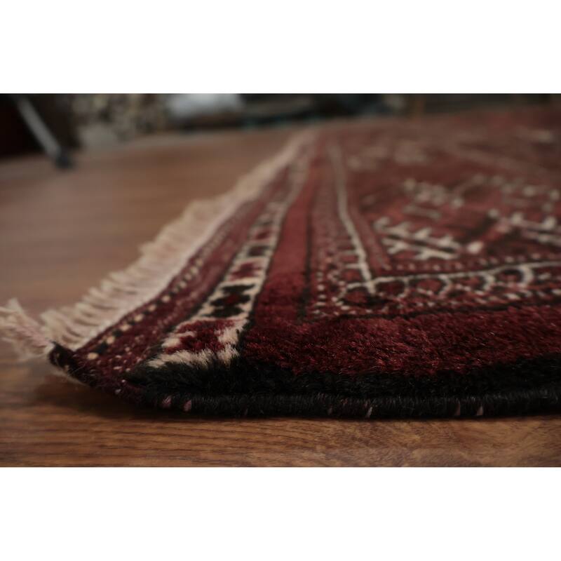 Hand Knotted Oriental 100% Wool Carpet Traditional Geometric Red Bokhara Area Rug - 13' 4'' X 8' 3''