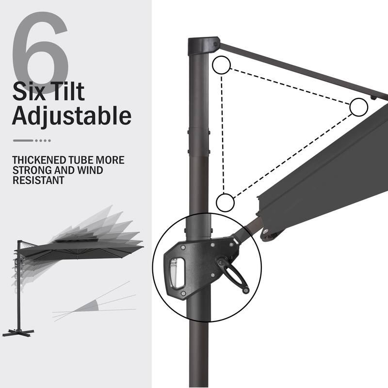 Pellebant 10'X10 FT Outdoor Patio Square Cantilever Umbrella with Double Top