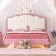 preview thumbnail 1 of 5, Twin size Upholstered Princess Bed With Crown Headboard, Light Strips