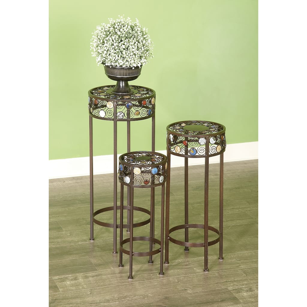 Black Iron Traditional Plantstand (Set of 3)