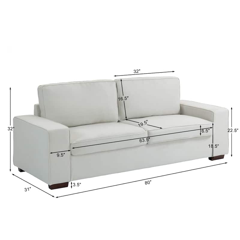 80" Linen 3-Seat Sofa Living Room Loveseat