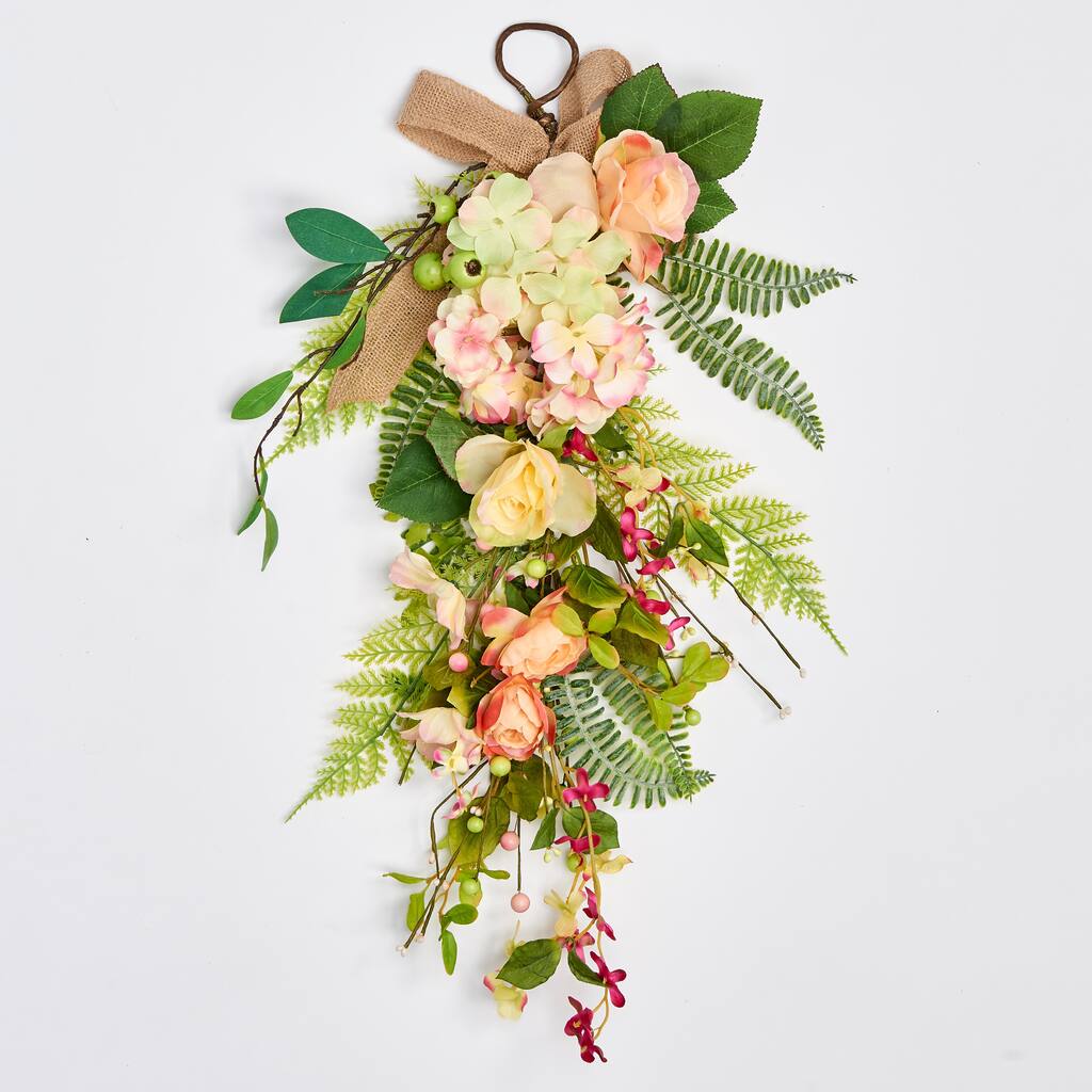 26" Spring Flowers & Green Leaves Teardrop - 26
