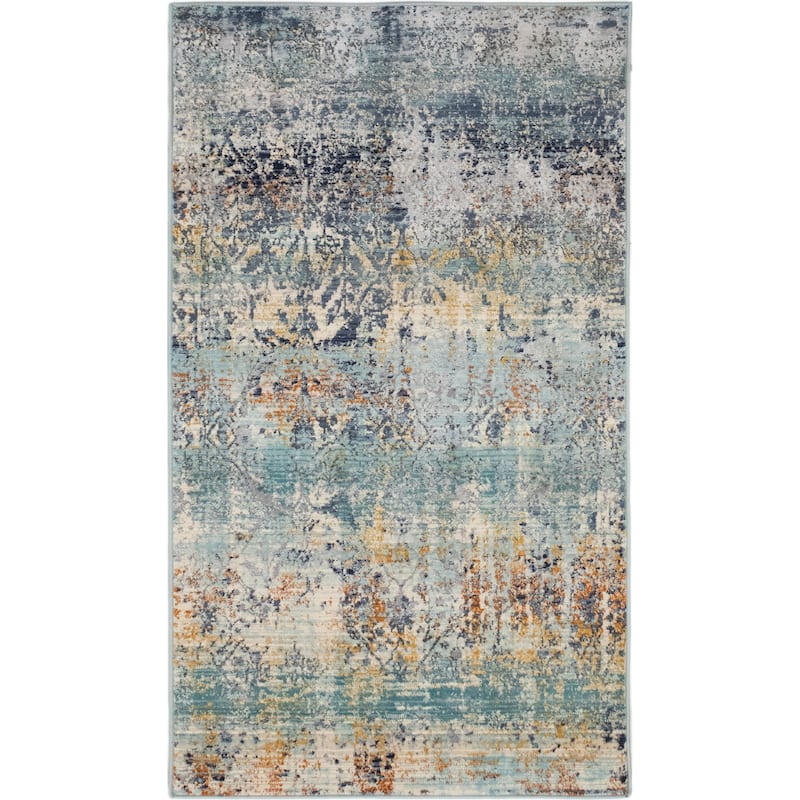 Noori Rug Westfield High-low Pile Delphine Rug - 4'0" x 6'2" - Teal Green/Ivory
