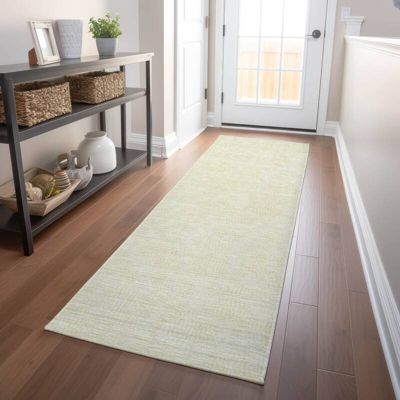 Machine Washable Indoor/ Outdoor Solid Causal Chantille Rug - Yellow - 2'3" x 7'6"
