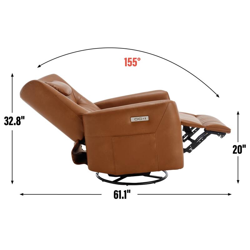 Beige Power Recliner with Swivel, Rocking Motion & Lumbar Pillow