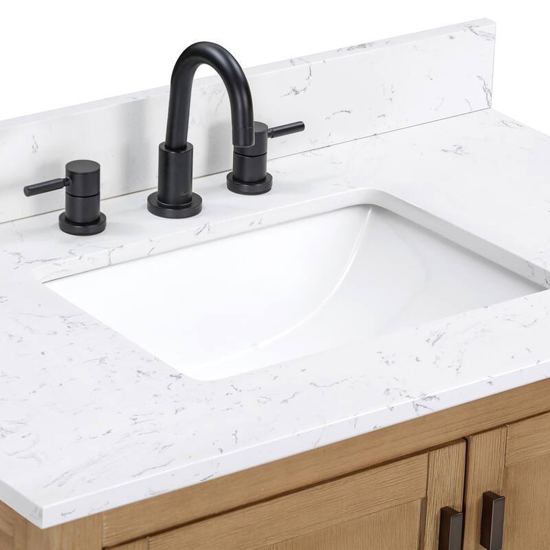 Avanity Modero 37 in. Vanity Combo in Matte Black finish and Cala White Engineered Stone Top