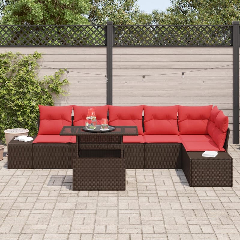 vidaXL 7 Piece Garden Sofa Set with Cushions - 125.6×60.6×27.2