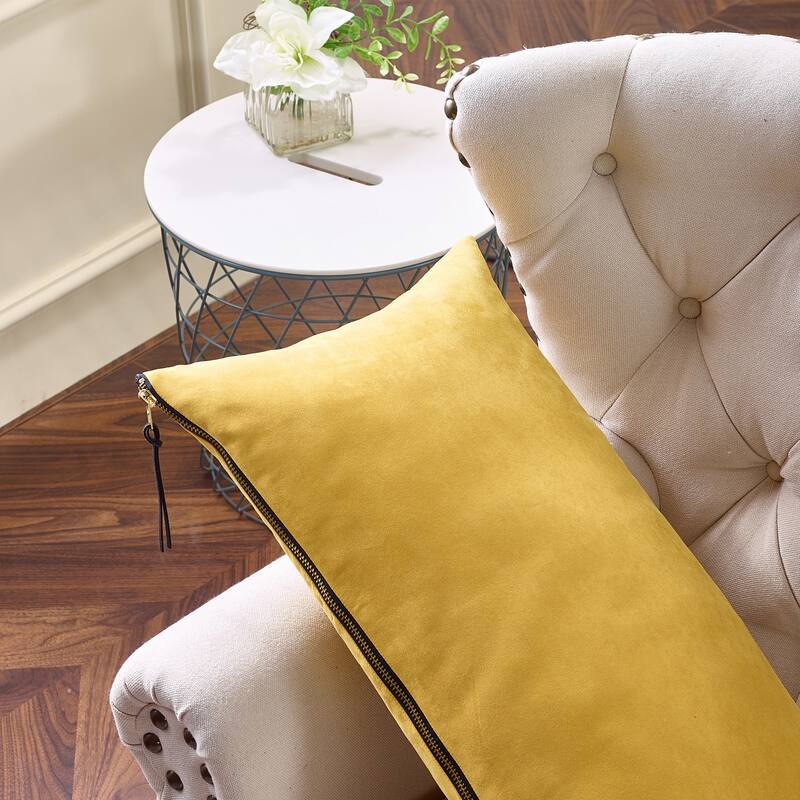 Suede 2 Piece Pillow Shell Set with Big Zipper, NO INSERT