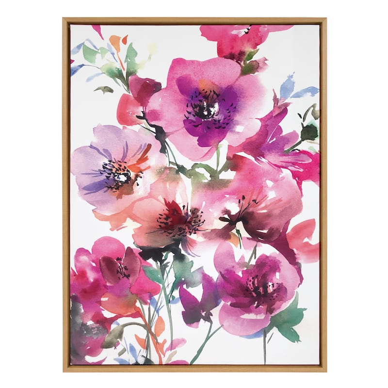 Kate and Laurel Sylvie Spring Floral 1 Framed Canvas by Emma Daisy
