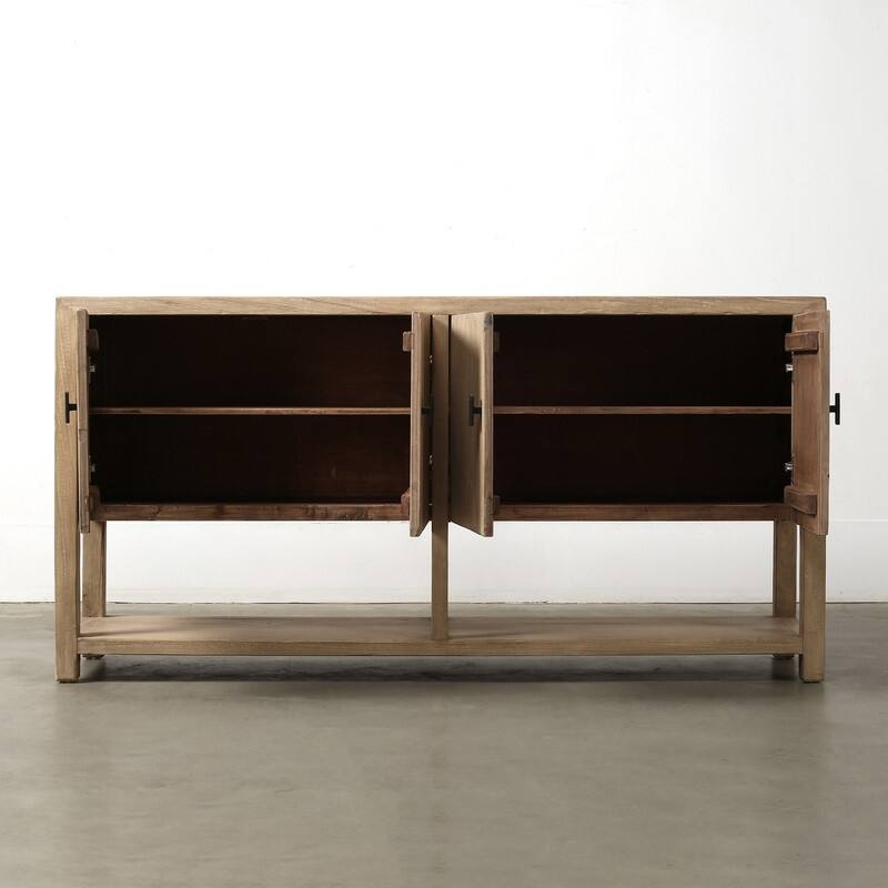Approx.67 Inches Long Four Doors Sideboard with Shelf Weathered Natural