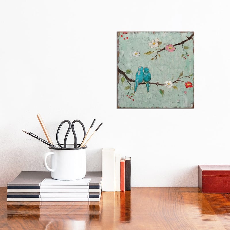 iCanvas 'Love Birds IV' by Katy Frances Canvas Wall Print - 12x12x0.75