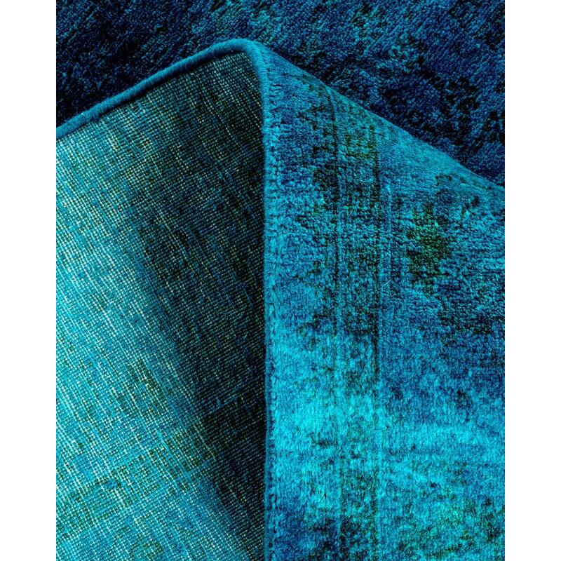 Overton Hand Knotted Wool Vintage Inspired Modern Contemporary Overdyed Blue Area Rug - 3' 1" x 5' 1"