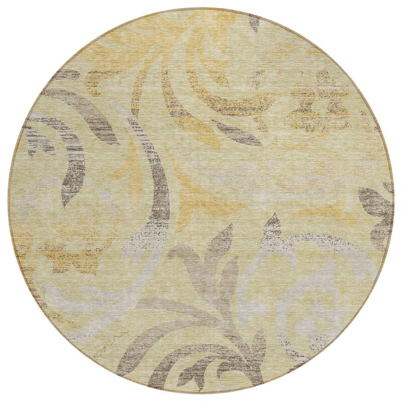 Machine Washable Indoor/ Outdoor Chantille Floral Scroll Rug