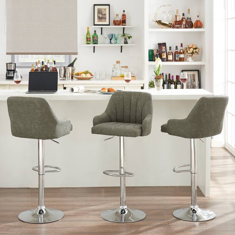 Barstools Set of 4, Counter Height Bar Stools Adjustable Stools with Back and Arm, Kitchen Island Stools Swivel Bar Chairs