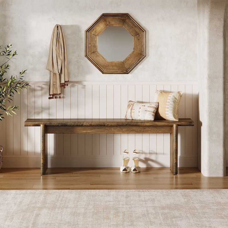 59-Inch Wooden Entryway Bench Shoe Bench Seat for Hallway - 11.8" D x 59" W x 18.1" H
