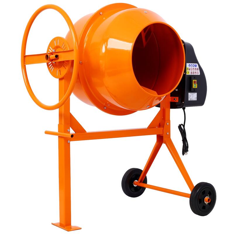 Cement Mixer,5 Cu. Ft Electric Concrete Mixer Machine, 650W AC Motor Portable Power Cement Mixers for Mortar, Stucco and Fodder