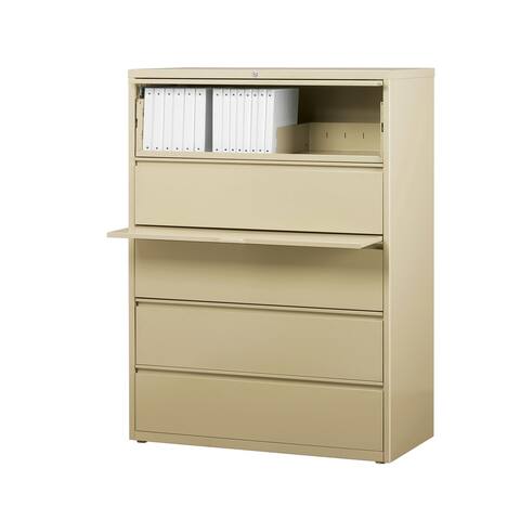 8000 Series 42" Wide 5-Drawer Lateral File Cabinet, Putty