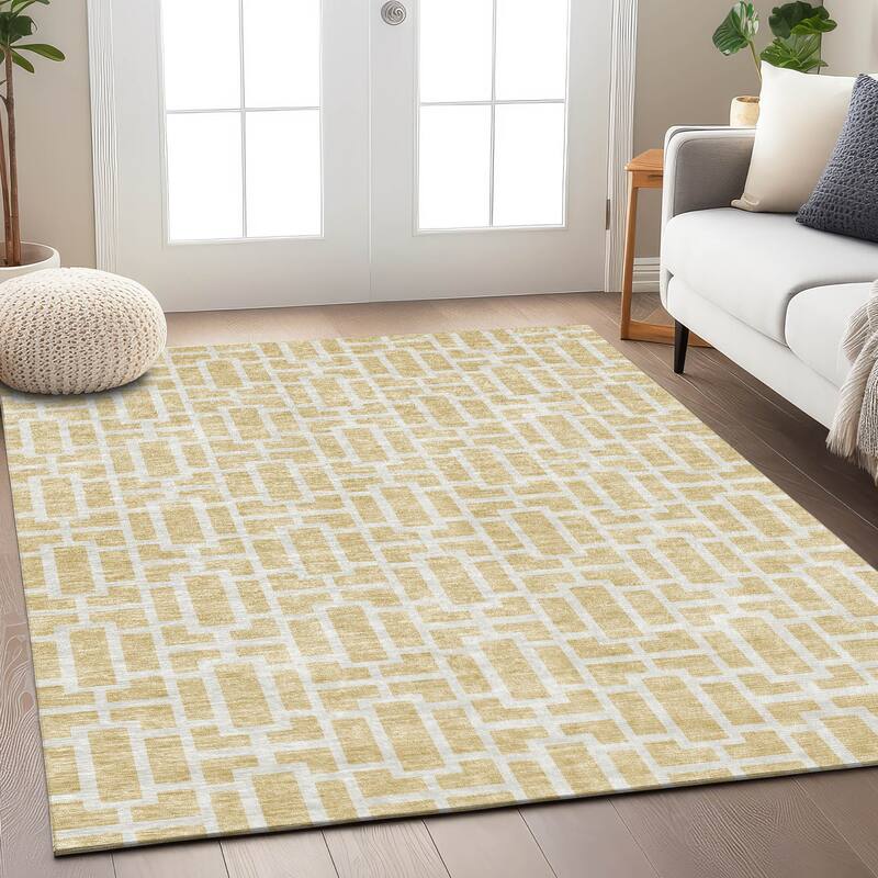 Machine Washable Indoor/ Outdoor Chantille Contemporary Geo Rug