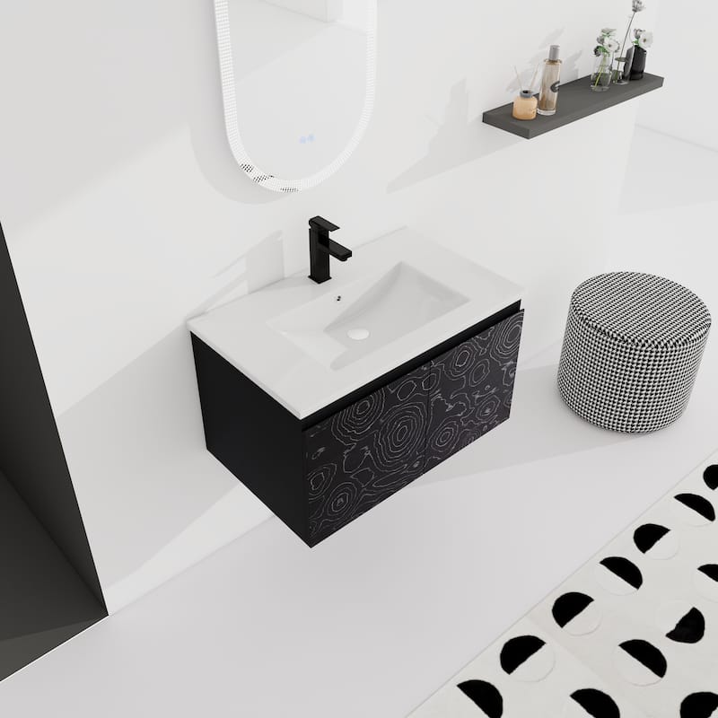 30"Floating Wall-Mounted Bathroom Vanity With Ceramics Sink & Soft-Close Cabinet Door