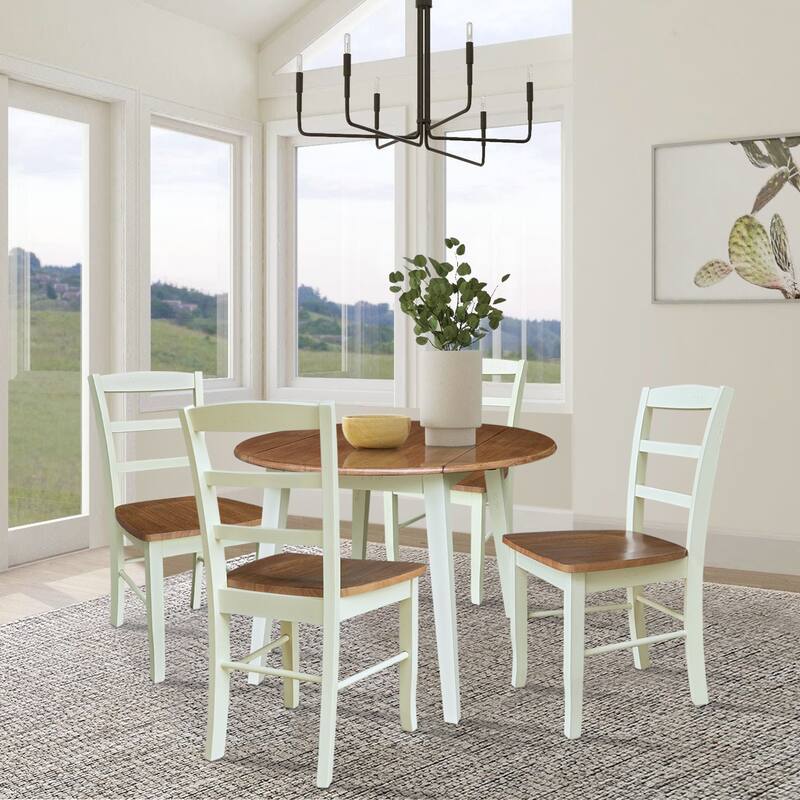 42" Round Dual Drop Leaf Dining Table with Chairs