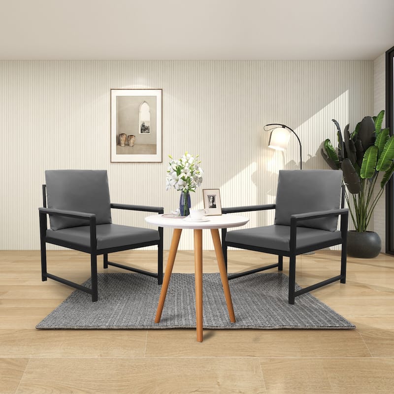 Metal Accent Arm Chair with PU Leather Padded for Living Room