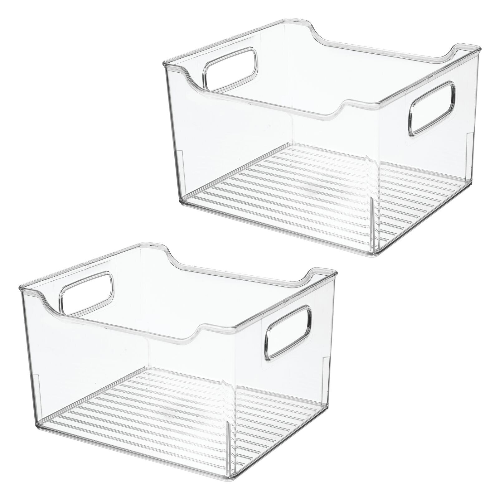 mDesign Plastic Bath Vanity Storage Organizer Bin with Handles, 2 Pack,  Clear