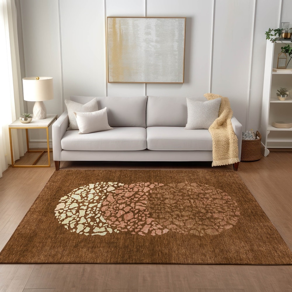 Machine Washable Indoor/ Outdoor Chantille Modern Mosaic Rug