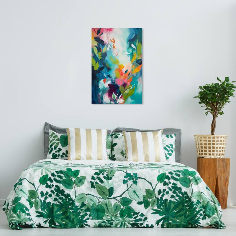 Wynwood Studio Abstract After Butterflies Flight Blue and Teal Modern & Contemporary Wall Art Canvas Print - 36 x 24
