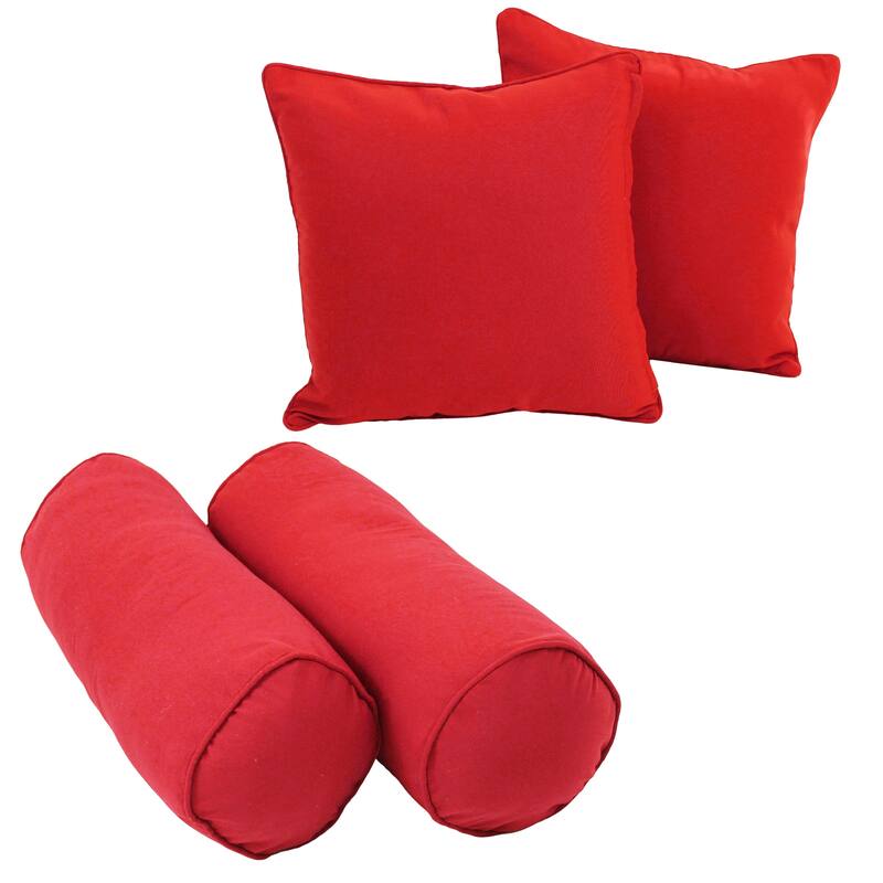 Twill 4-Piece Bolster/Throw Pillow Set - Red