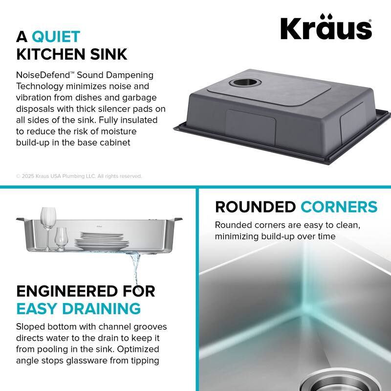 KRAUS Fairlane Drop In Top Mount 18 Gauge Stainless Steel Kitchen Sink