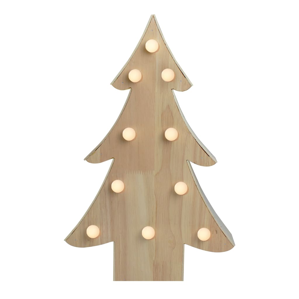 15" Lighted 3D Wooden Christmas Tree Tabletop Decor